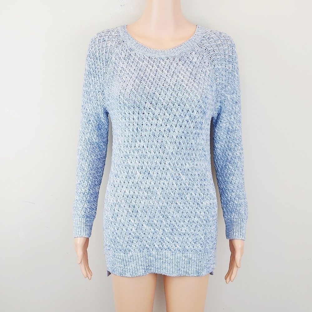 Lou & Grey blue/grey long sleeve knit pullover sweater Size S